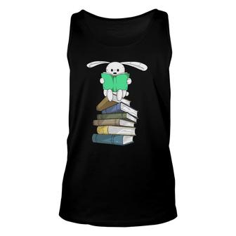 Rabbit On Books Cute Bunny Reading Lover Gift Unisex Tank Top | Mazezy