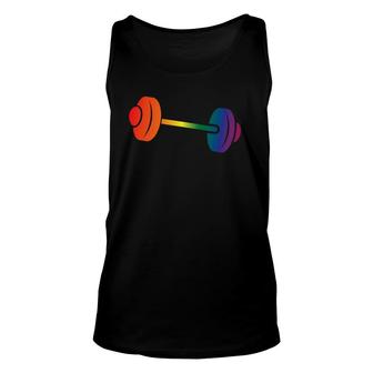 Rainbow Dumbbell Gift For Gay Gym Owners And Lgbtq Fitness Unisex Tank Top | Mazezy
