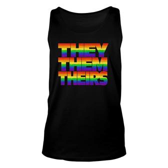 Rainbow They Them Theirs Pronoun Non-Binary Gender Unisex Tank Top | Mazezy