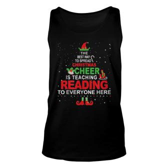 Reading Teacher Christmas Elf Christmas Cheer , Elf Unisex Tank Top | Mazezy