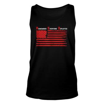 RED Flag Remember Everyone Deployed - Support The Troops Unisex Tank Top | Mazezy