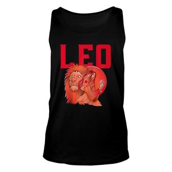 Red Leo Zodiac Astrological Horoscope Raglan Baseball Tee Unisex Tank Top | Mazezy
