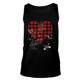 Red Plaid & Leopard Hearts Cute Valentine's Day Unisex Tank Top | Mazezy