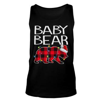 Red Plaid Baby Bear Xmas Light Matching Pajamas Bear Tank Top | Mazezy