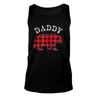 Red Plaid Daddy Bear Buffalo Matching Family Pajama Unisex Tank Top | Mazezy