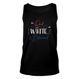 Red White & Blessed 4Th Of July Patriotic America Flag Cute Unisex Tank Top | Mazezy