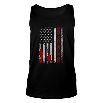 Reel Cool Bonus Dad American Flag Fishing Father's Day Unisex Tank Top | Mazezy