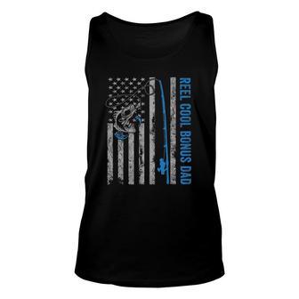 Reel Cool Bonus Dad Father's Day - American Flag Fishing Unisex Tank Top | Mazezy