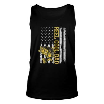 Mens Reel Cool Dad Fishing Father's Day 4Th Of July American Flag Tank Top | Mazezy