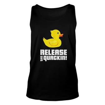 Release The Quackin Funny Yellow Rubber Ducks Design Unisex Tank Top - Thegiftio