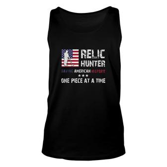 Relic Hunter Metal Detector Treasure Hunting Us Flag Unisex Tank Top | Mazezy