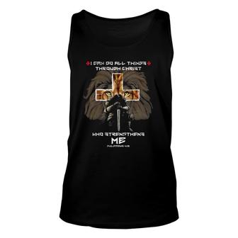 Mens Religious For Men Dad Lion Cross Christian Fathers Day Tank Top | Mazezy