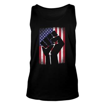 Resist Distressed Usa Flag - Raised Fist With American Flag Unisex Tank Top | Mazezy
