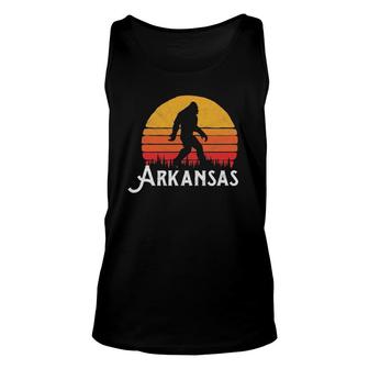 Retro Arkansas Bigfoot Silhouette Sun Believe Unisex Tank Top | Mazezy