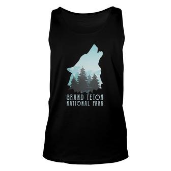 Retro Grand Teton National Park Wyoming Camping Hiking Gift Unisex Tank Top | Mazezy
