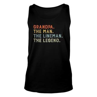Retro Grandpa The Man Lineman Legend Father Day Lineman Tank Top | Mazezy