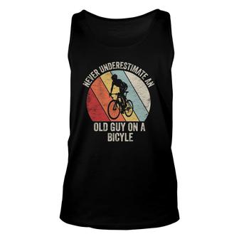 Retro Never Underestimate An Old Guy On A Bicycle Cycling Unisex Tank Top | Mazezy