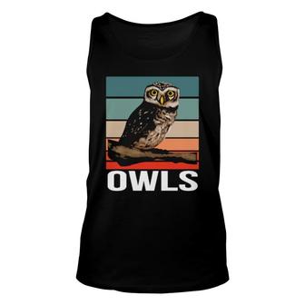 Retro Owl Design Owl Vintage Owl Unisex Tank Top | Mazezy