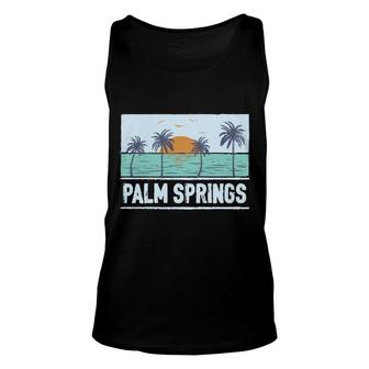 Retro Palm Springs California Tropical Sunset Beach Vacation Tank Top | Mazezy