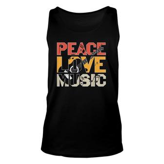 Retro Peace Love Music Guitar Lover Unisex Tank Top | Mazezy