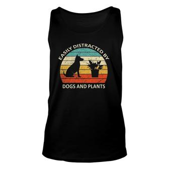 Retro Pet Dog Plant Lover Easily Distracted By Dogs & Plants Tank Top | Mazezy