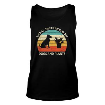 Retro Pet Dog Plant Lover Easily Distracted By Dogs And Plants Tank Top | Mazezy