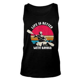 Retro Sunset Life Is Better With Kayak Unisex Tank Top | Mazezy