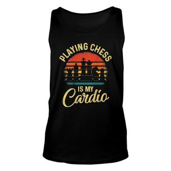 Retro Sunset Playing Chess Is My Cardio Player Unisex Tank Top | Mazezy