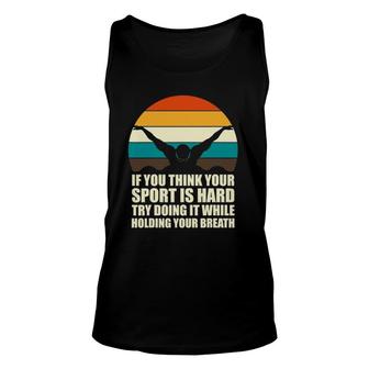 Retro Swimmer Athlete Holding Your Breath Funny Swimming Unisex Tank Top | Mazezy