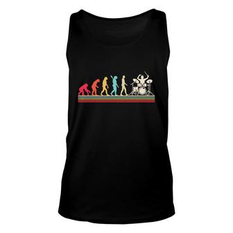 Retro Vintage Evolution Of Drummer Music Lovers Unisex Tank Top - Thegiftio UK