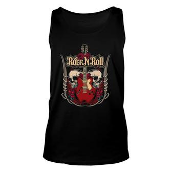 Rock And Roll For Women Rock N Roll For Men Skull And Roses Unisex Tank Top | Mazezy