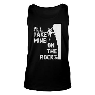 Rock Climbing On The Rocks Ice Drink Wall Climbing Unisex Tank Top | Mazezy