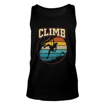 Rock Climbing Retro Vintage Sunset Climber Climb Unisex Tank Top | Mazezy