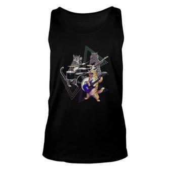 Rock Kitties On Bass Guitar And Drum Unisex Tank Top | Mazezy