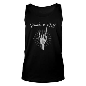 Rock N Roll Skeleton Hand Horns Unisex Tank Top | Mazezy