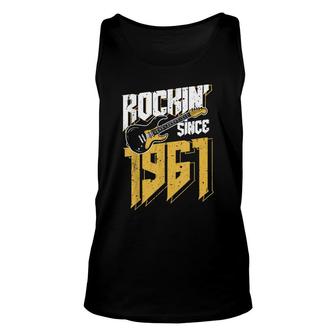 Rockin Since 1961 Vintage Rock Music Fan 61Th Birthday Unisex Tank Top - Seseable
