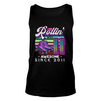 Rollin' Into 11 Awesome 2011 Roller Skating 11Th Birthday Unisex Tank Top | Mazezy