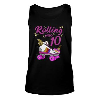 Rolling Into 10Th Birthday Unicorn Roller Skate Party Unisex Tank Top | Mazezy