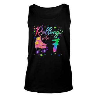 Rolling Into 7 Years Old Birthday Roller Skate Unisex Tank Top | Mazezy