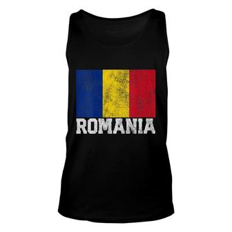 Womens Romanian Romania Flag National Pride Roots Country V-Neck Tank Top | Mazezy
