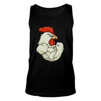 Rooster At The Gym Swole Workout Funny Gift Unisex Tank Top | Mazezy
