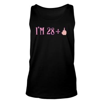 Womens Rude I'm 28 Plus Middle Finger 29Th Birthday V-Neck Tank Top | Mazezy