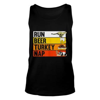Run Beer Turkey Nap Thanksgiving 2021 Trot Squad Flock Unisex Tank Top | Mazezy