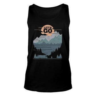 Rv Let's Go Road Trip Camping Vintage Camper Gift Unisex Tank Top | Mazezy