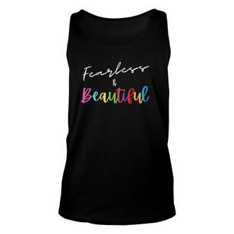 Womens Women's Cute Casual Graphic Tee Fearless And Beautiful Tank Top | Mazezy