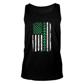 Saint Patty's Day Irish St Patrick's Day Shamrock American Flag Tank Top | Mazezy