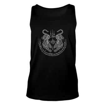 Sak Yant Thai Tattoo Twin Tiger Muay Magical Thailand Gift Unisex Tank Top | Mazezy