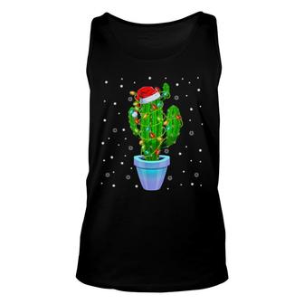 Santa Claus Cactus Xmas Tree Lights Gardener Merry Christmas Tank Top | Mazezy
