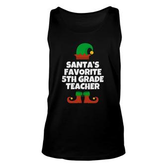 Santa's Favorite 5Th Fifth Grade Teacher Christmas Funny Unisex Tank Top | Mazezy