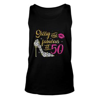 Sassy And Fabulous At 50 Years Old 50th Birthday Shoes Lips Gift Unisex Tank Top - Seseable
